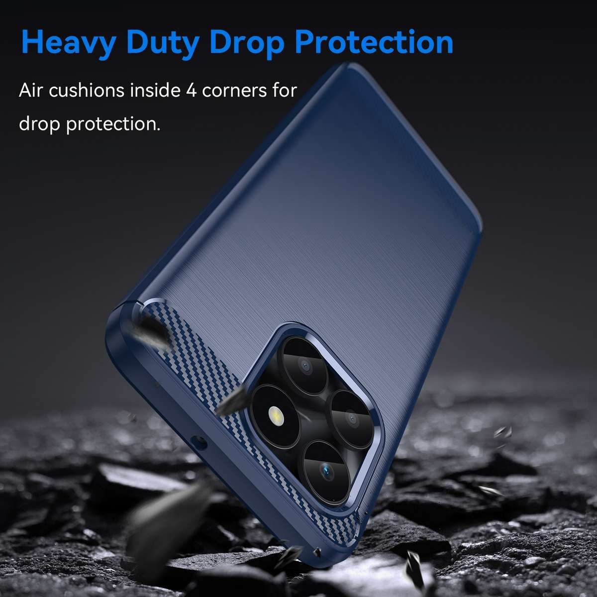 For Honor X6a Brushed Texture Carbon Fiber TPU Phone Case(Blue)