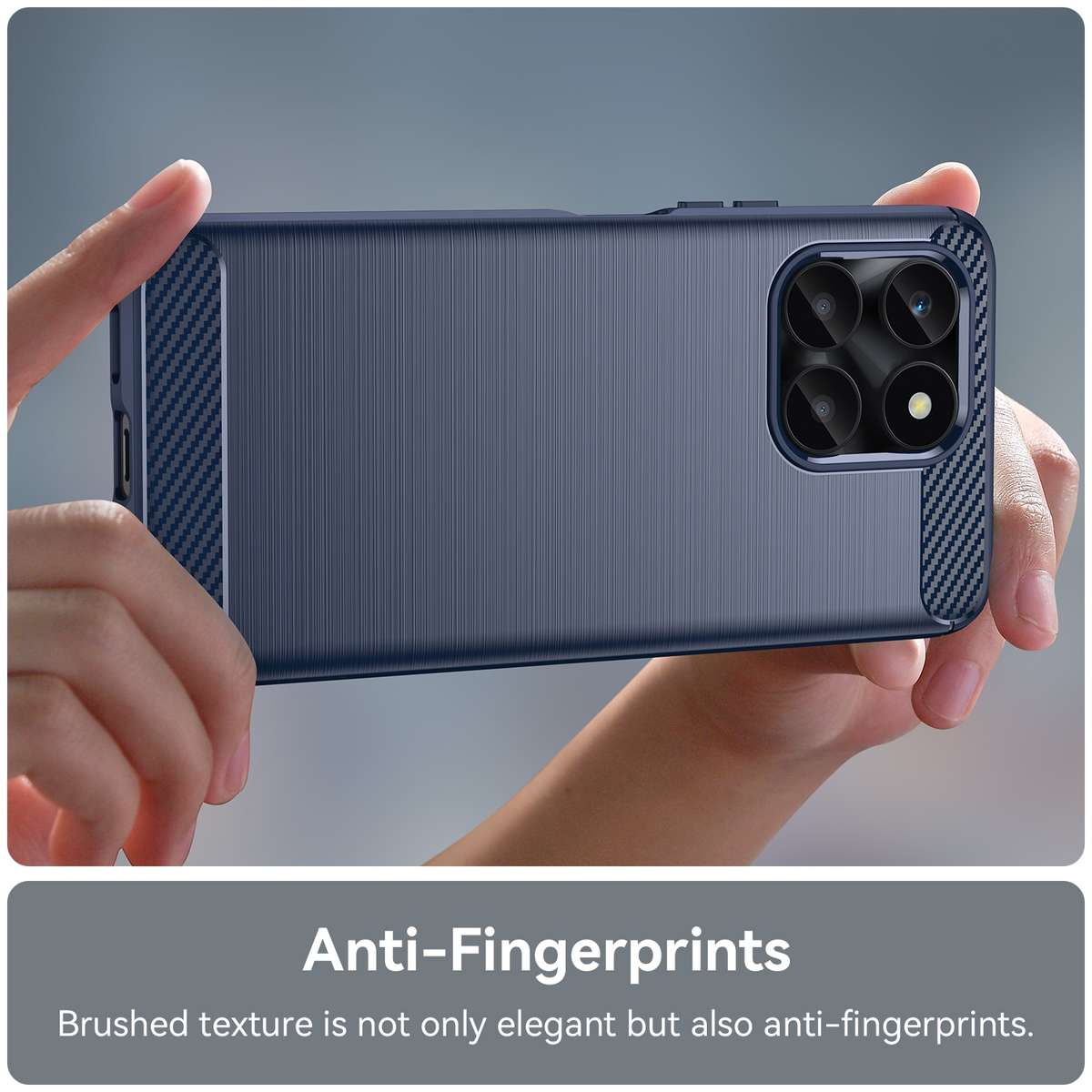 For Honor X6a Brushed Texture Carbon Fiber TPU Phone Case(Blue)