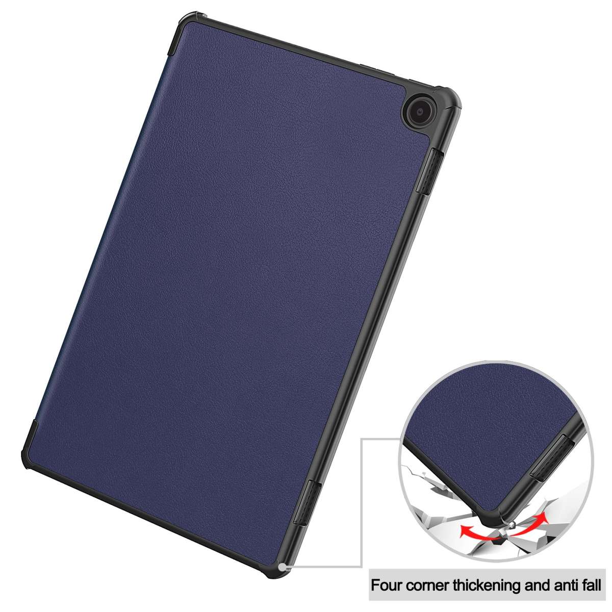 For Amazon Fire Max 11 Custer Pure Color 3-Fold Holder Smart Leather Tablet Case(Blue)
