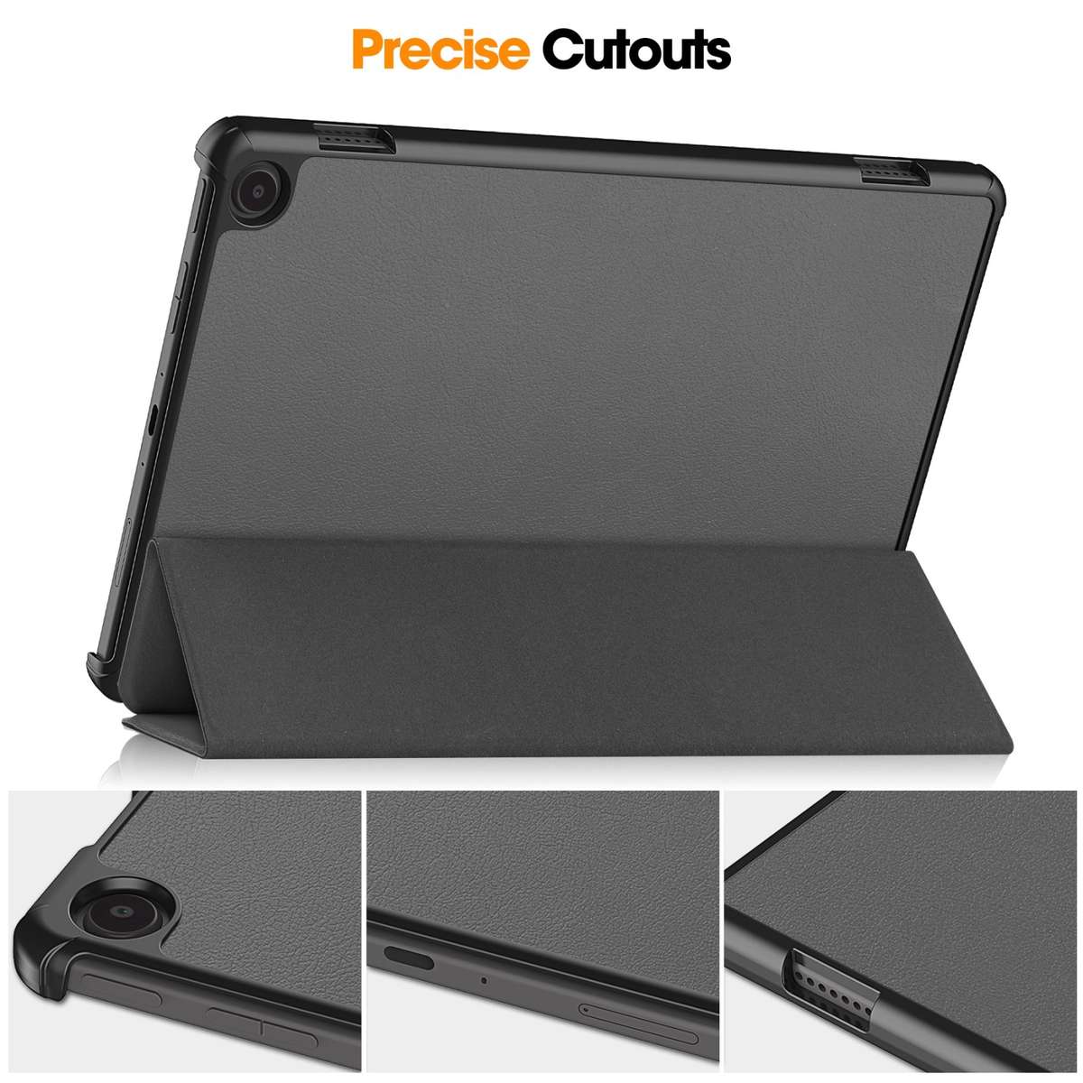 For Amazon Fire Max 11 Custer Pure Color 3-Fold Holder Smart Leather Tablet Case(Grey)