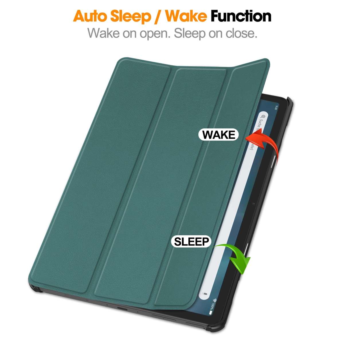 For Amazon Fire Max 11 Custer Pure Color 3-Fold Holder Smart Leather Tablet Case(Dark Green)