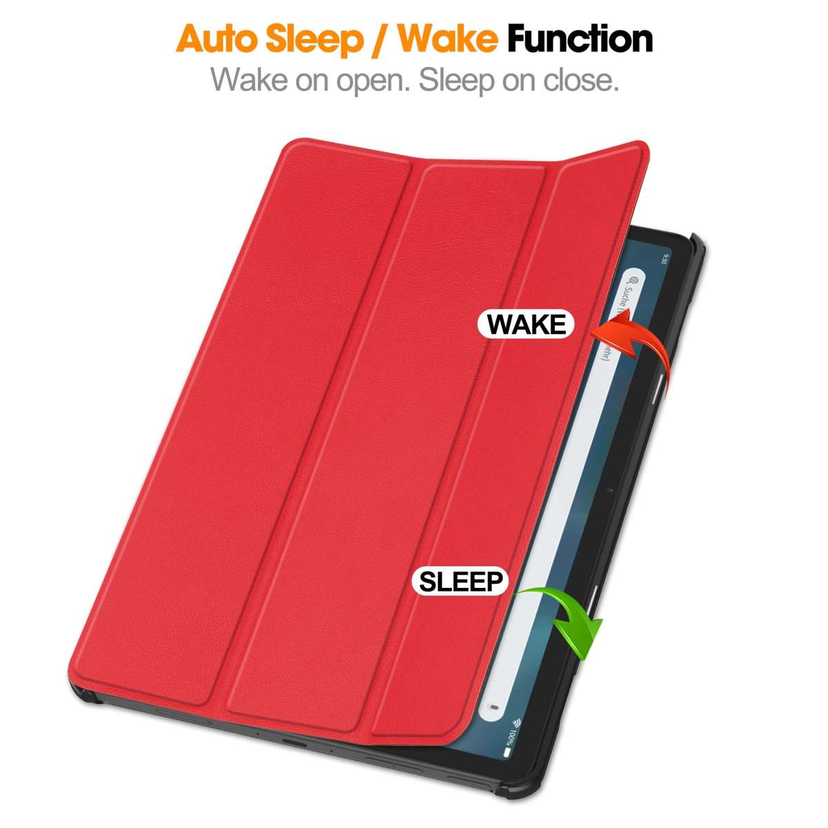 For Amazon Fire Max 11 Custer Pure Color 3-Fold Holder Smart Leather Tablet Case(Red)