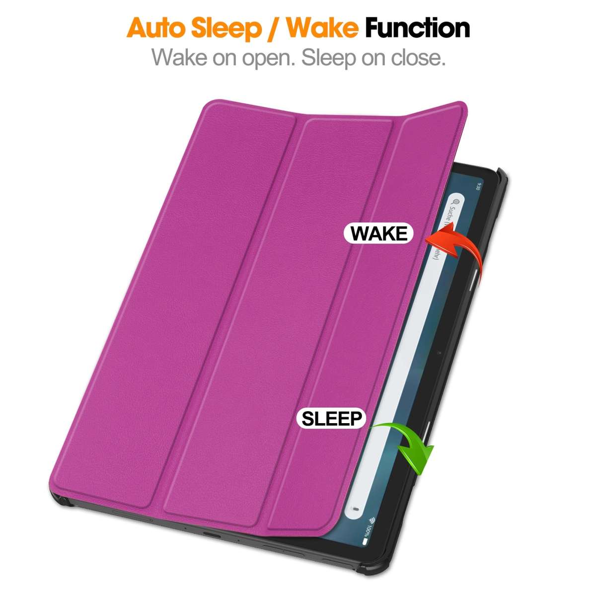 For Amazon Fire Max 11 Custer Pure Color 3-Fold Holder Smart Leather Tablet Case(Purple)