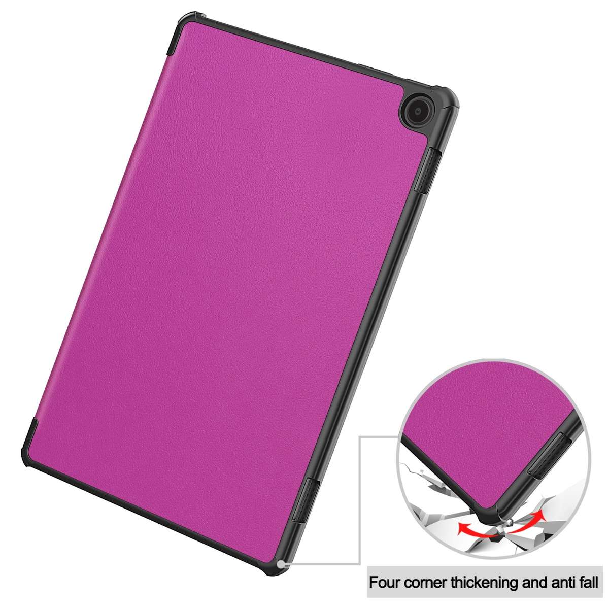 For Amazon Fire Max 11 Custer Pure Color 3-Fold Holder Smart Leather Tablet Case(Purple)