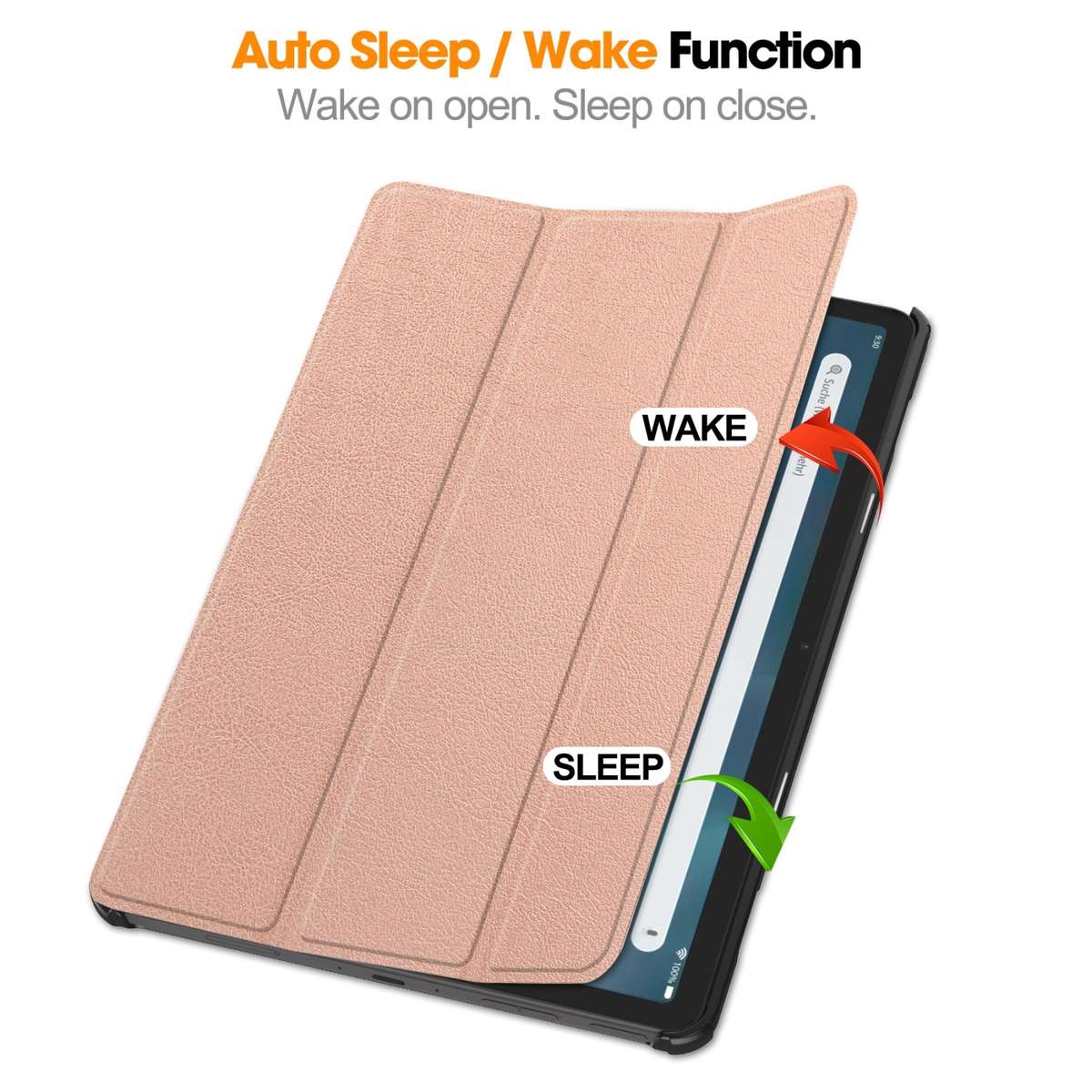 For Amazon Fire Max 11 Custer Pure Color 3-Fold Holder Smart Leather Tablet Case(Rose Gold)