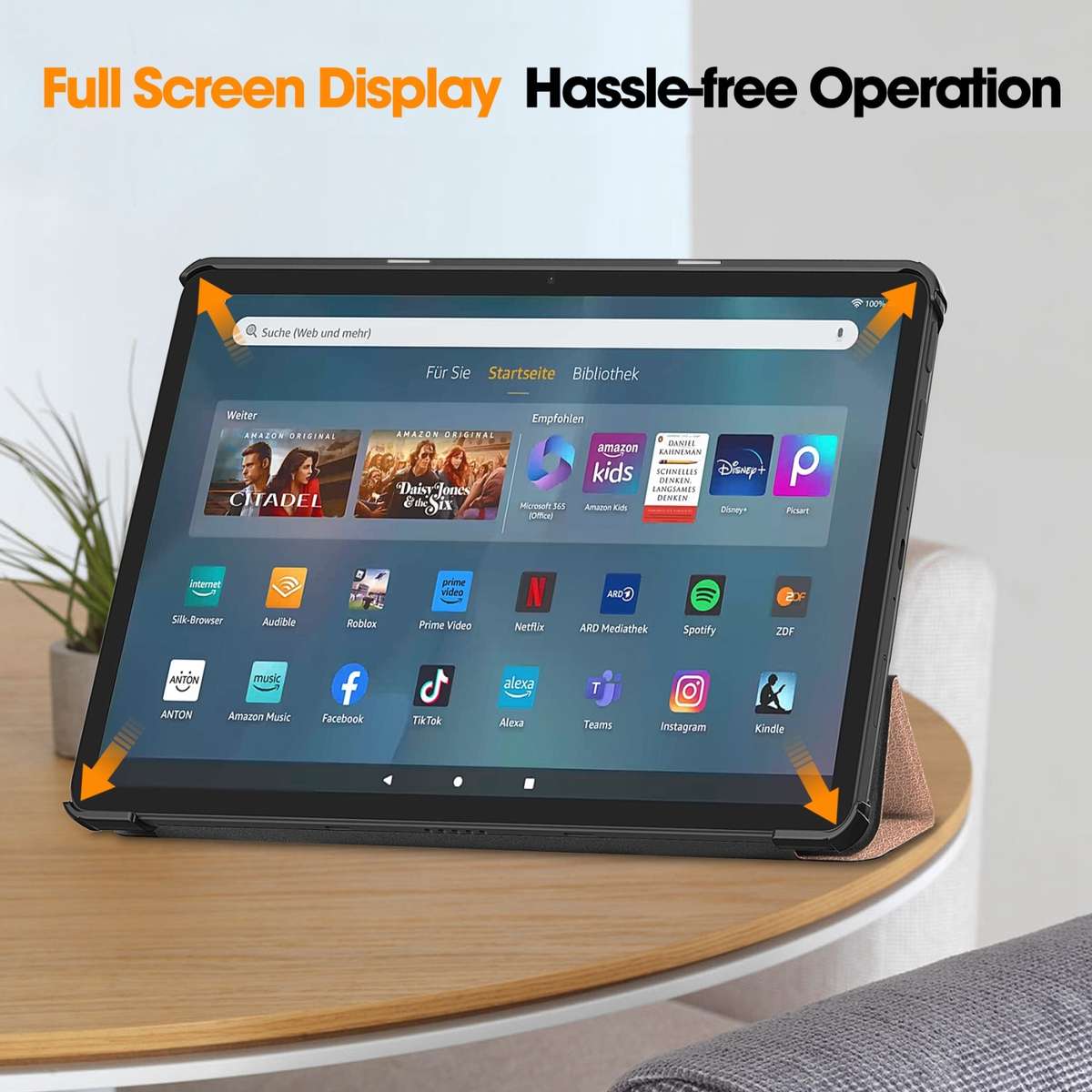 For Amazon Fire Max 11 Custer Pure Color 3-Fold Holder Smart Leather Tablet Case(Rose Gold)
