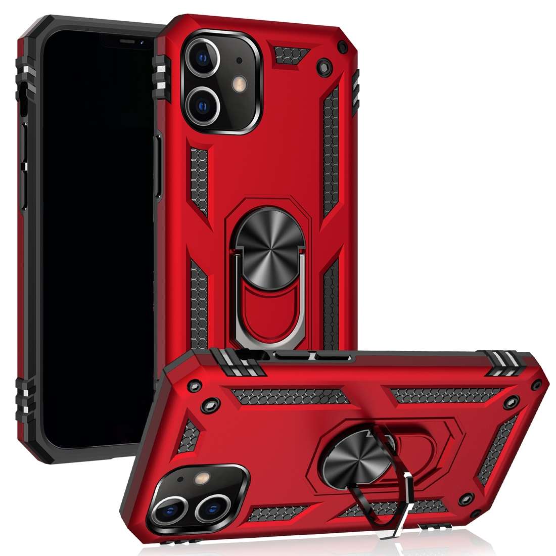 For iPhone 12 mini Shockproof TPU + PC Protective Case with 360 Degree Rotating Holder(Gold)