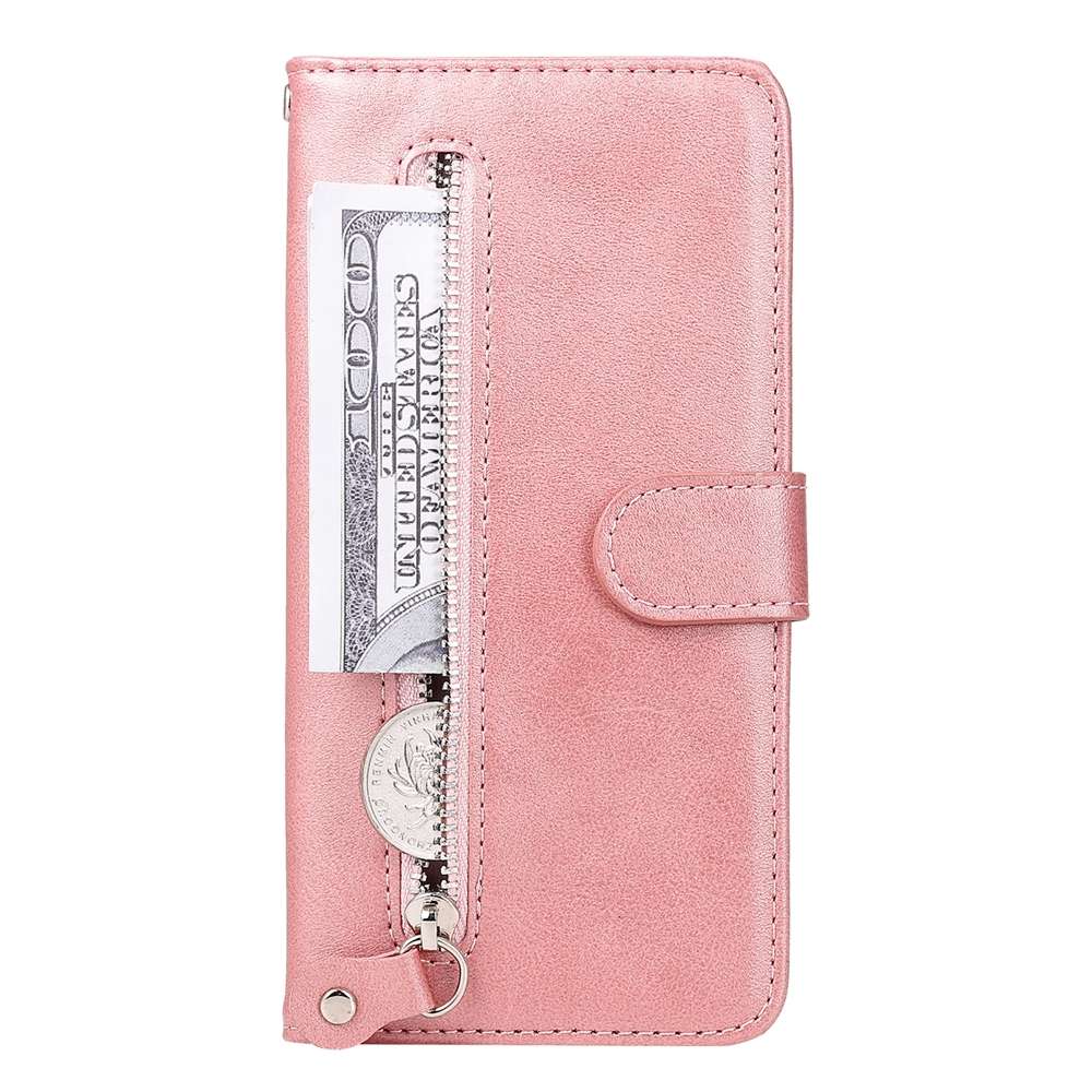 For iPhone 17e / 16e Fashion Calf Texture Zipper Leather Phone Case(Rose Gold)