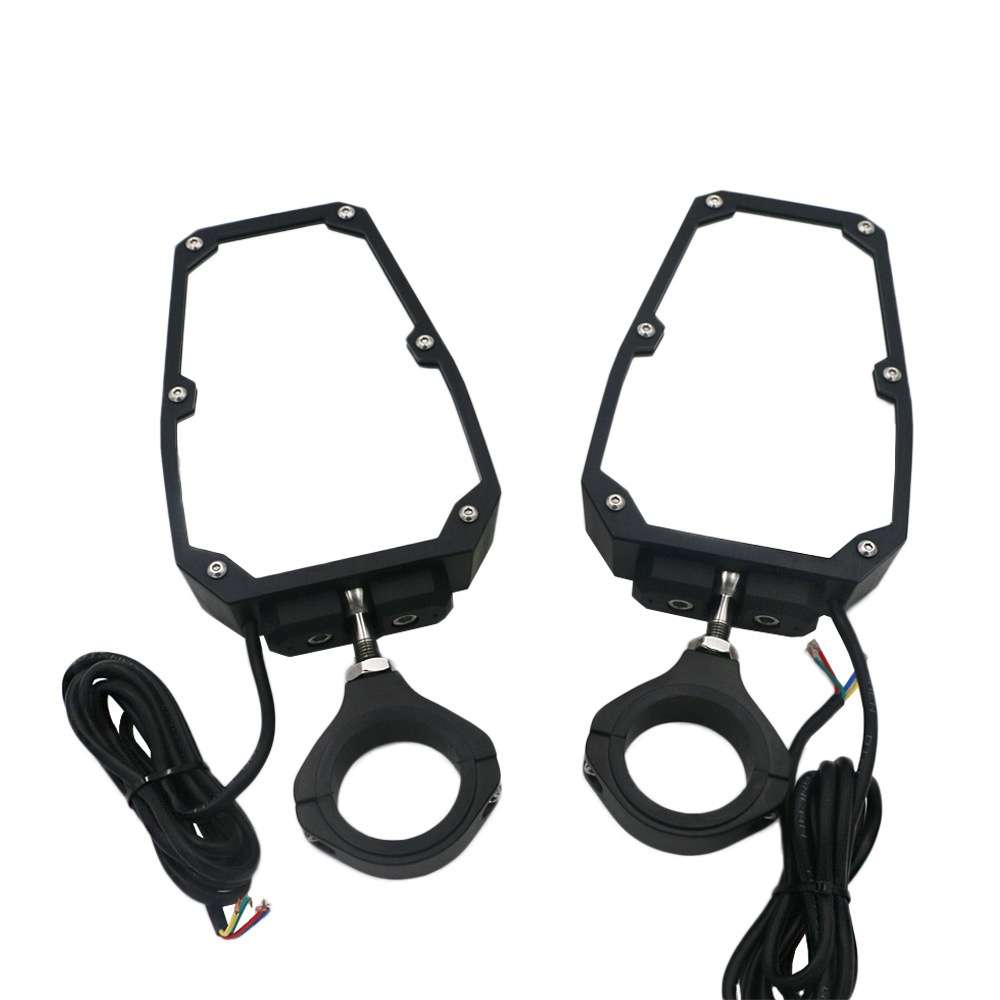For 1.75 - 2 inch UTV-26 UTV / ATV Three Color Rear Frame Reflective Mirror with LED Lights