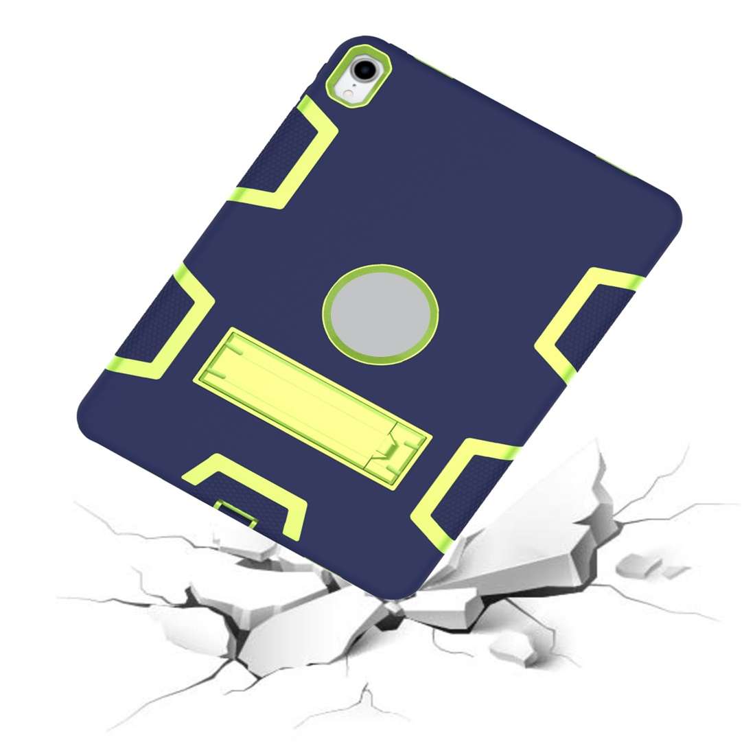 For iPad Pro 11 (2018) Shockproof PC + Silicone Protective Casewit ... (Navy Blue Yellow Green)