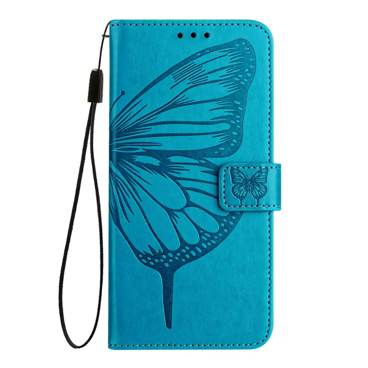 For iPod Touch 7 / 6 / 5 Embossed Butterfly Leather Phone Case(Blue)
