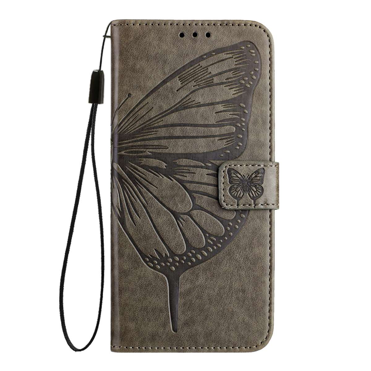For iPod Touch 7 / 6 / 5 Embossed Butterfly Leather Phone Case(Grey)
