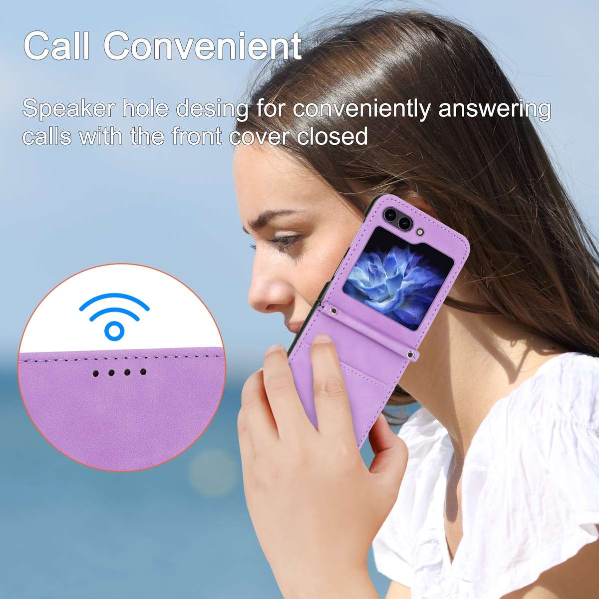 For Samsung Galaxy Z Flip5 Dierfeng Dream Line TPU + PU Leather Phone Case(Purple)