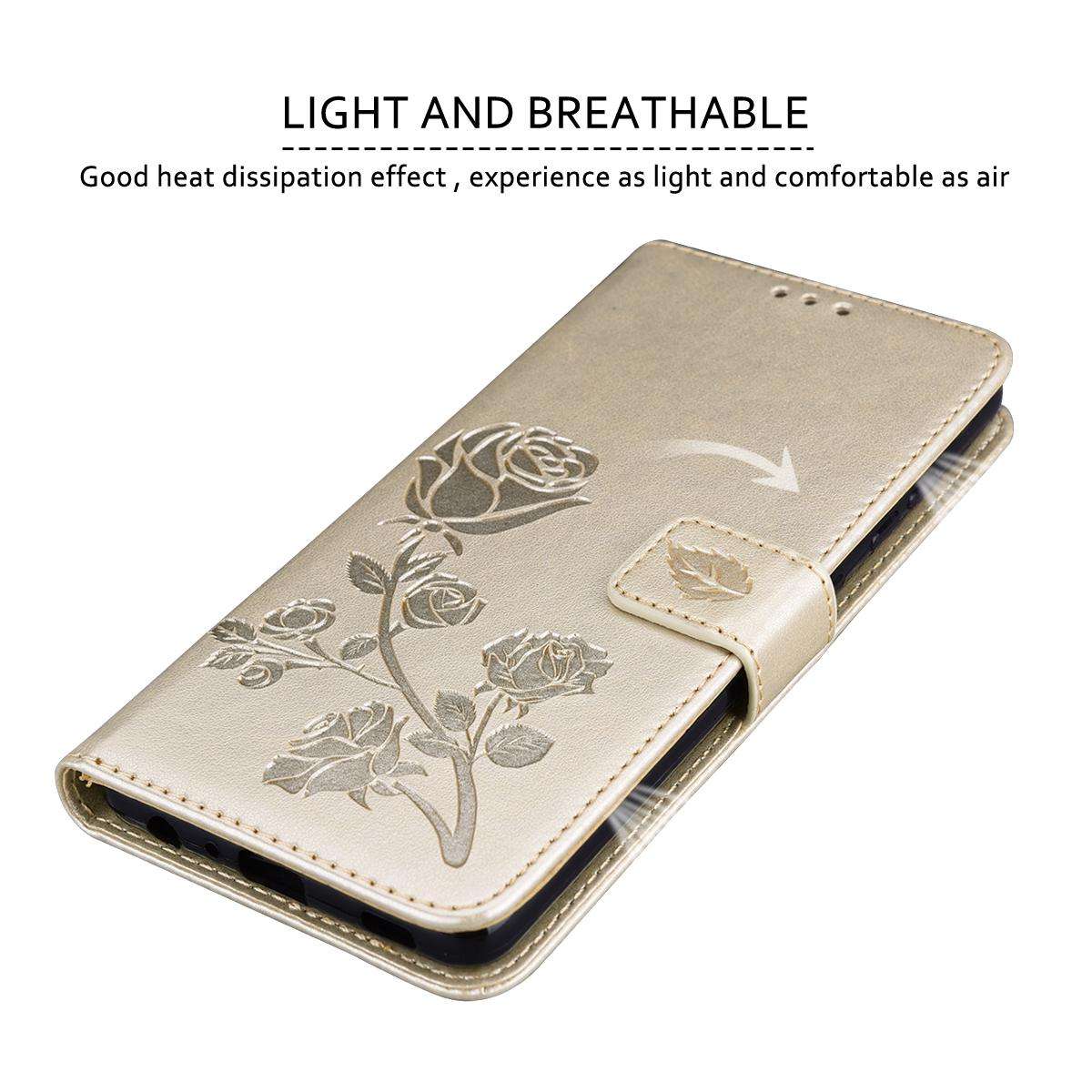 For Honor 400 Smart 5G / X7d 5G Rose Embossed Flip PU Leather Phone Case(Gold)