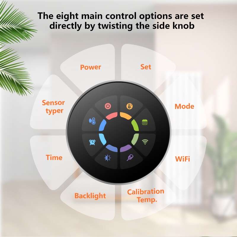 BHT-7000-GALZB 95-240V AC 3A Smart Knob Thermostat Water Heating Controller with Zigbee(Black)