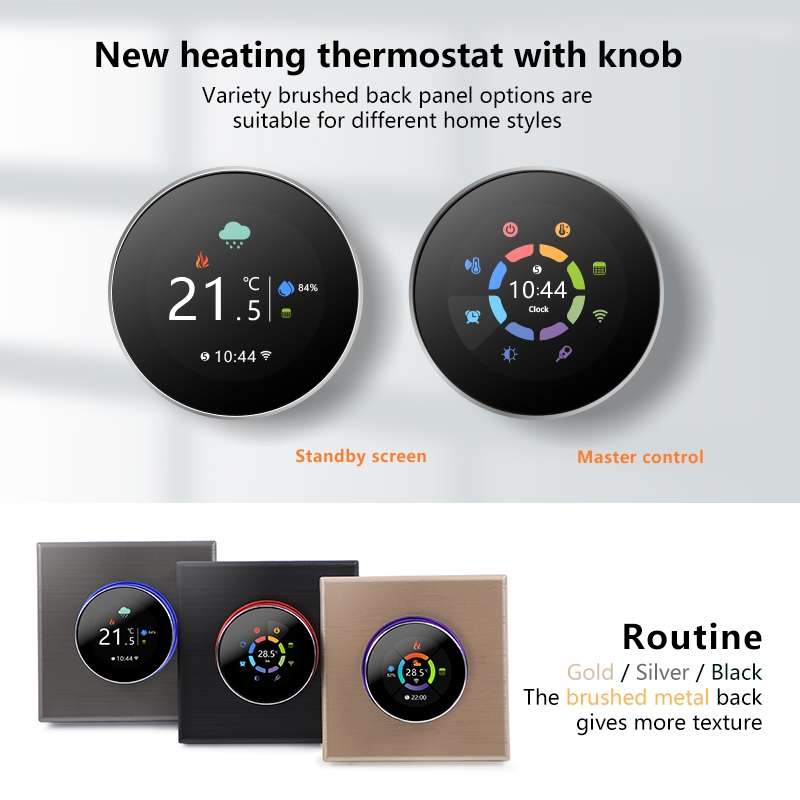 BHT-7000-GBLZB 95-240V AC 16A Smart Knob Thermostat Electric Heating Controller with Zigbee & WiFi(B