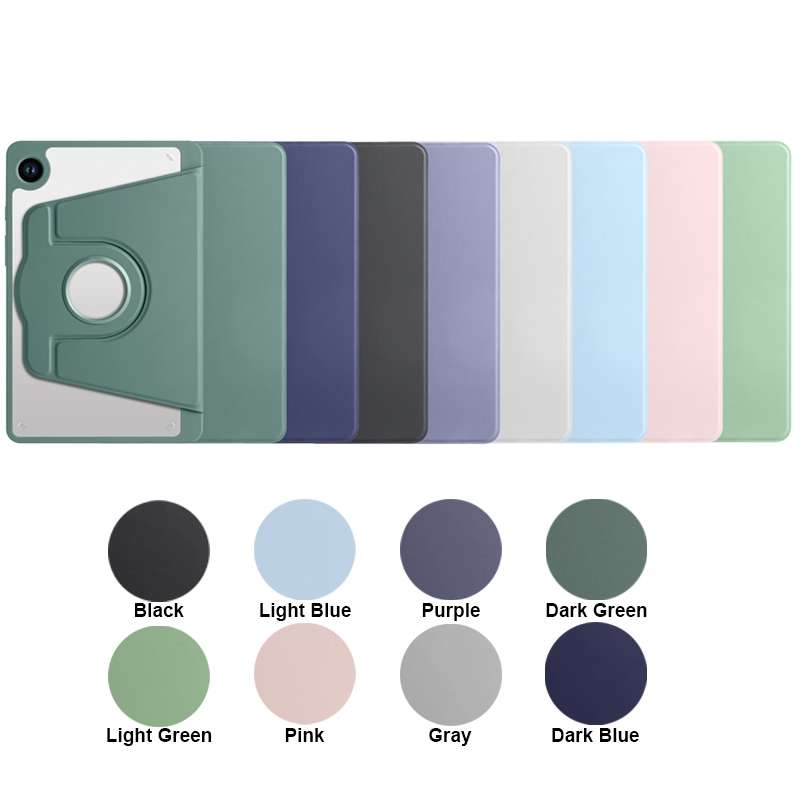 For Samsung Galaxy Tab A11 / A9 Acrylic 360 Degree Rotation Smart Tablet Leather Case(Ice Blue)