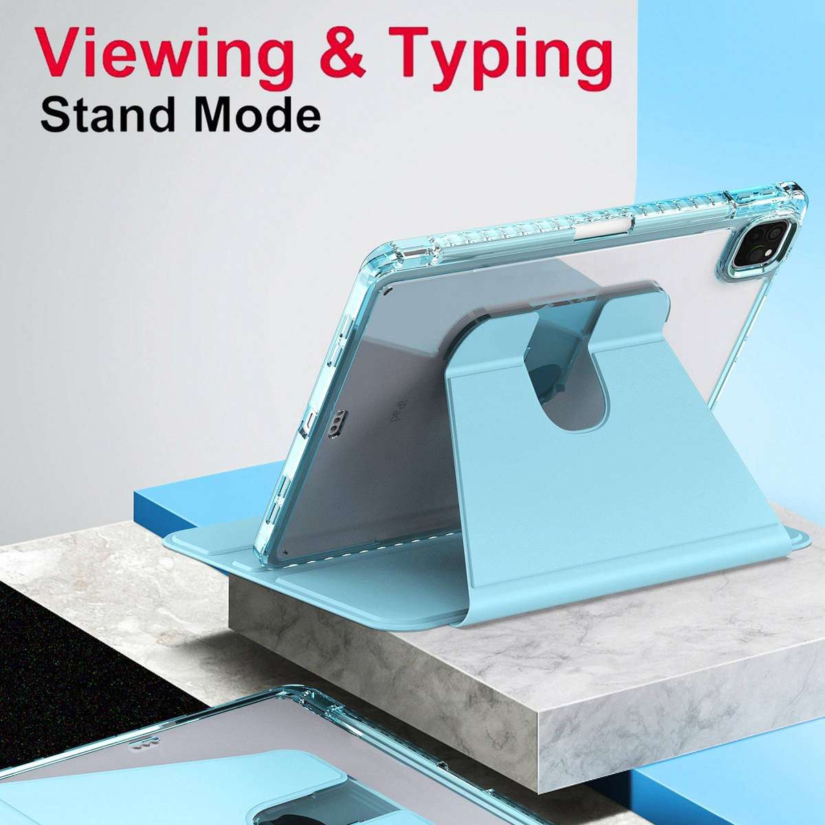 For iPad Pro 11 2022 / 2021 / 2020 Clear 360 Rotation Stand Smart Leather Tablet Case(White)