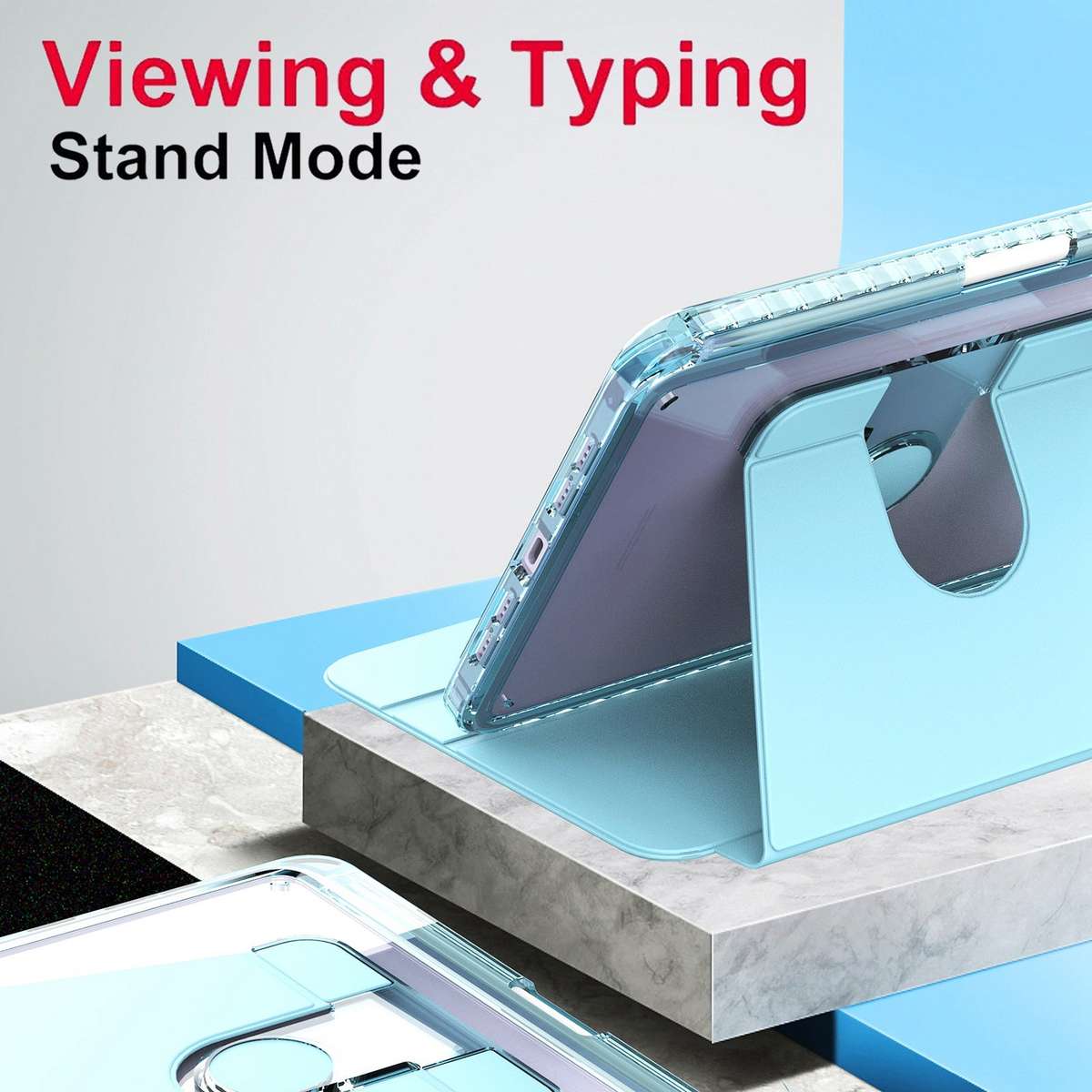 For iPad mini 6 / mini 2024 Clear 360 Rotation Stand Smart Leather Tablet Case(Purple)