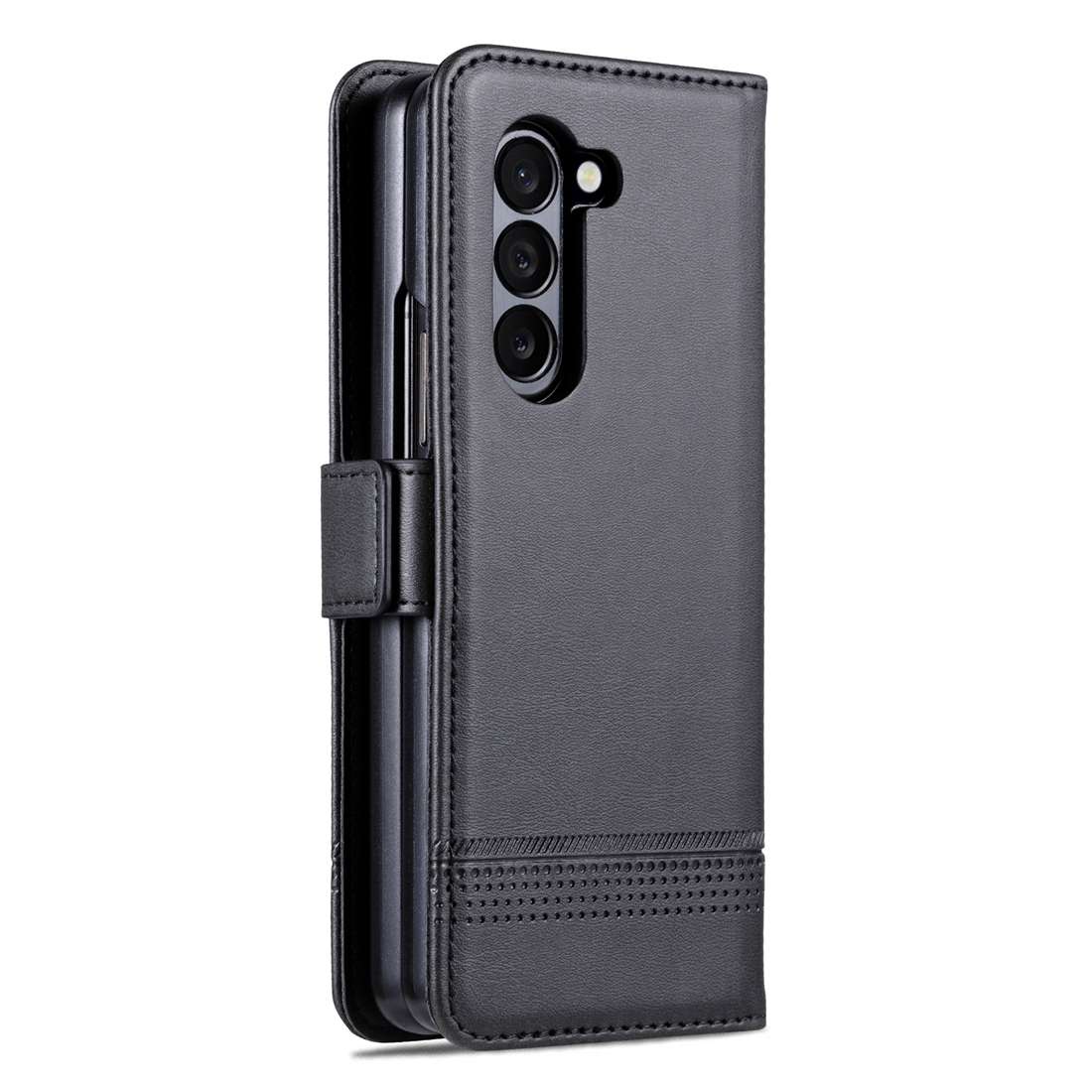 For Samsung Galaxy Z Fold5 5G AZNS Magnetic Calf Texture Flip Leather Phone Case(Black)