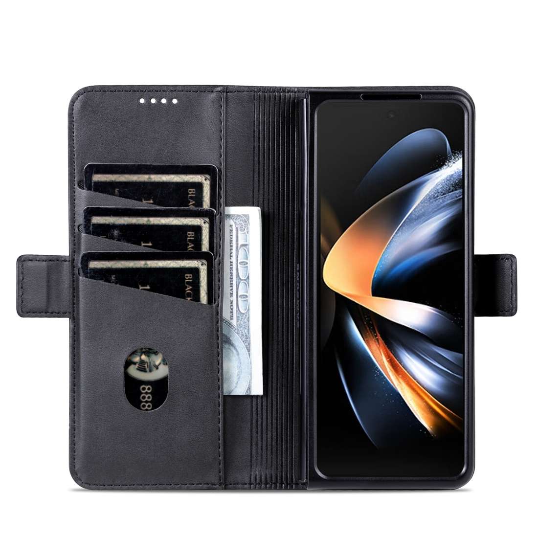 For Samsung Galaxy Z Fold5 5G AZNS Magnetic Calf Texture Flip Leather Phone Case(Black)