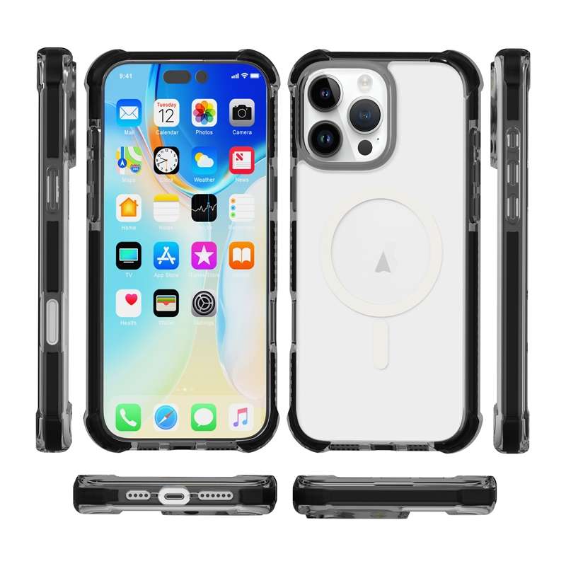 For iPhone 17e / 16e Acrylic Magsafe Magnetic Shockproof Phone Case(Transparent Black)