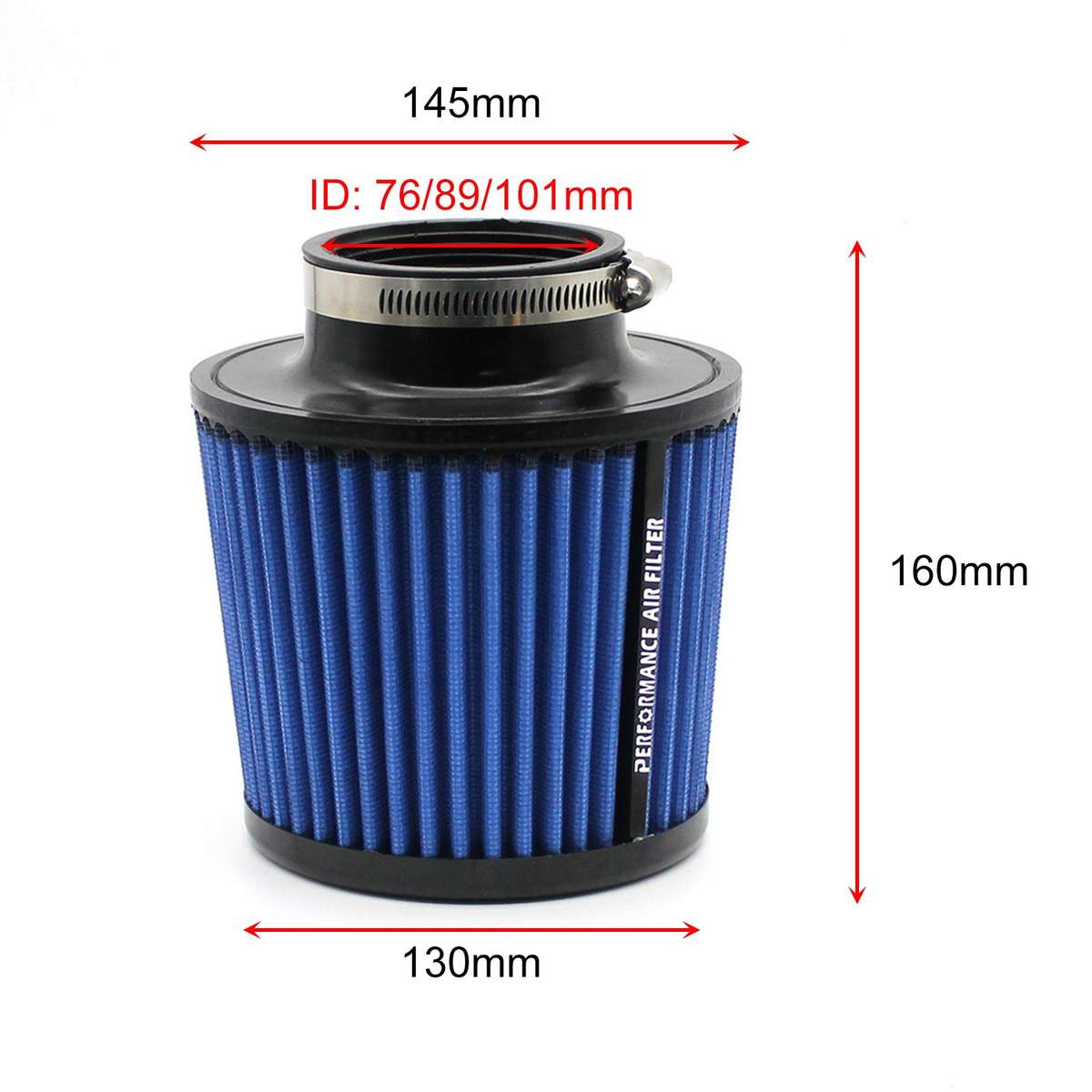 XH-UN077-079 Car High Flow Cold Cone Engine Air Intake Filter, Size:76mm(Green)