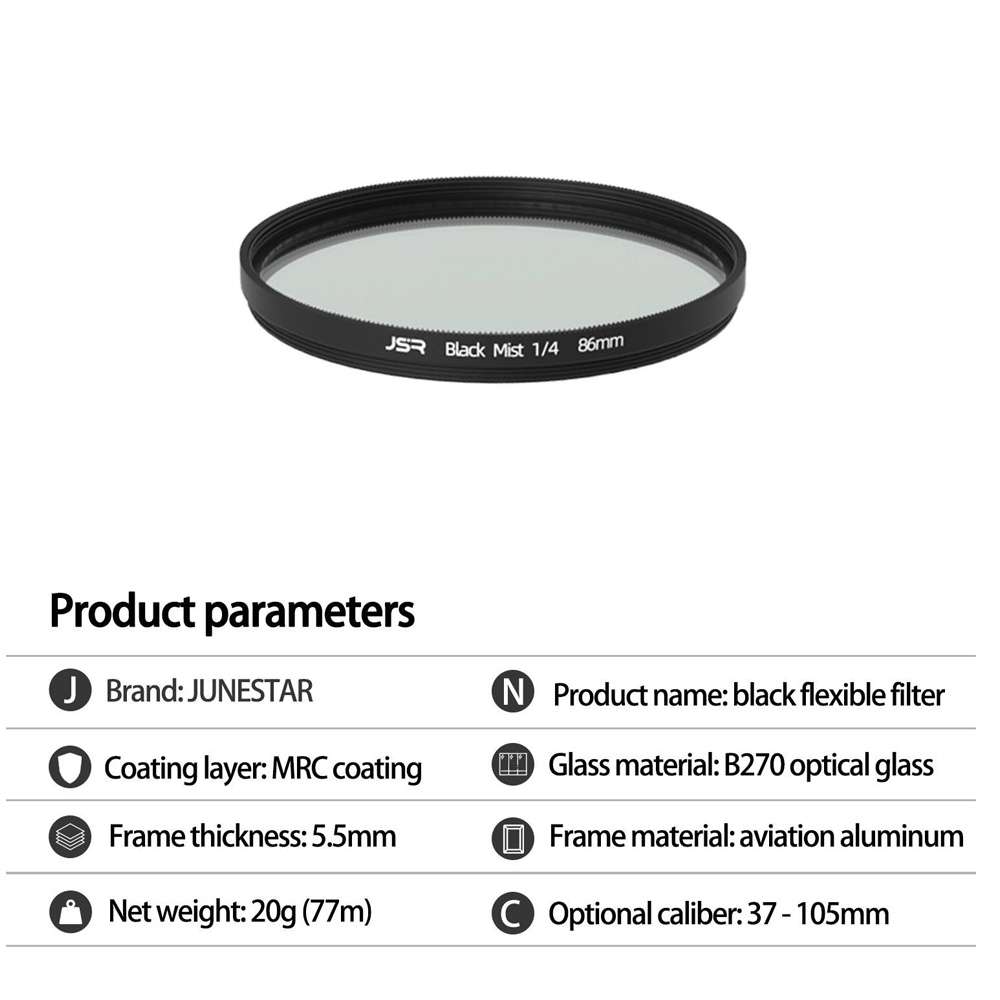 JSR Black Mist Filter Camera Lens Filter, Size:67mm(1/4 Filter)