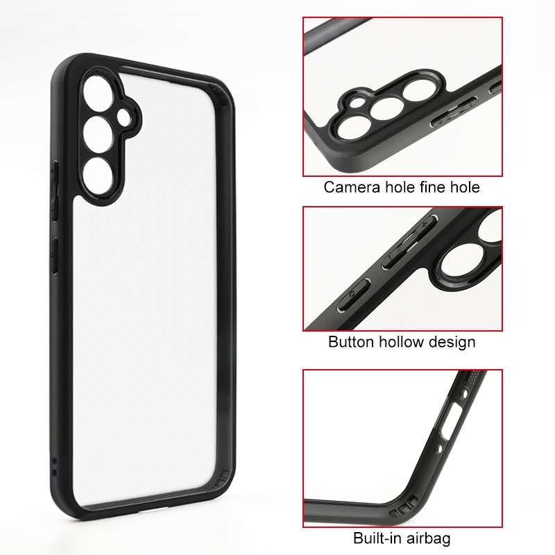 For Samsung Galaxy A34 5G Frosted TPU + Transparent PC Phone Case(Black)