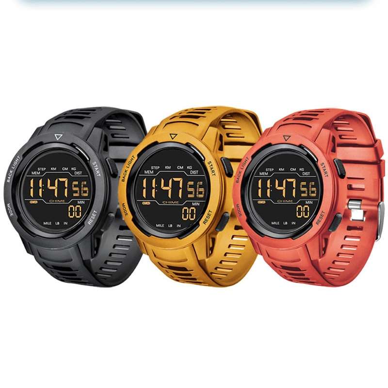 SPOVAN P100 LED Luminous Pedometer Multifunctional Sports Electronic Watch(Black)