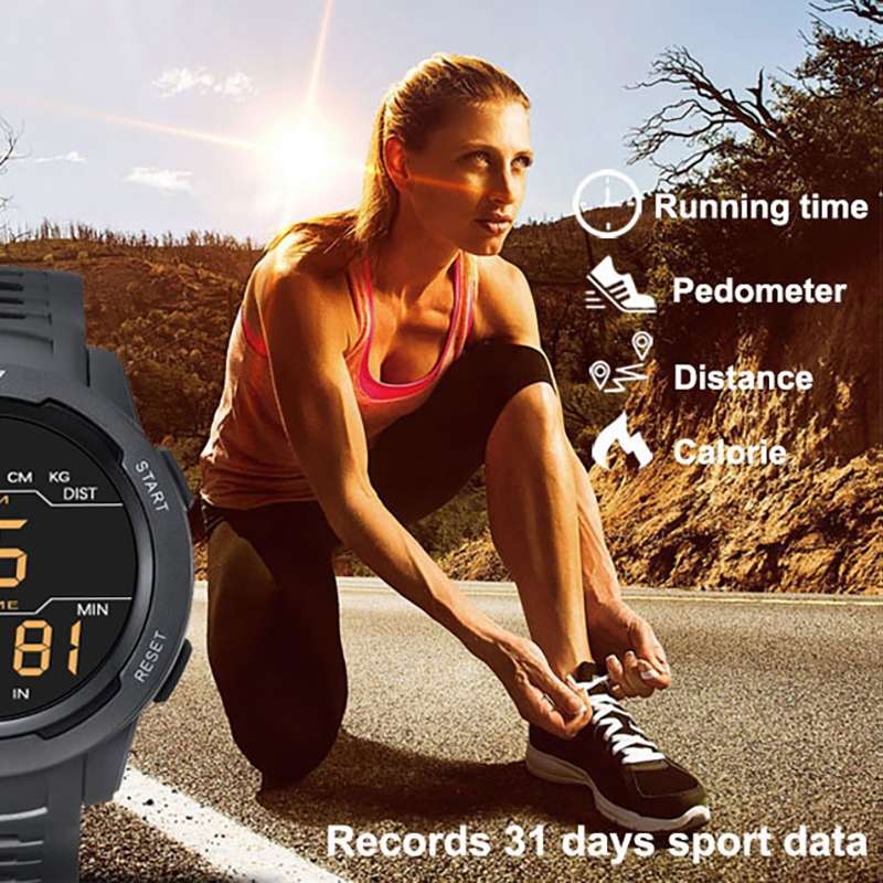 SPOVAN P100 LED Luminous Pedometer Multifunctional Sports Electronic Watch(Black)