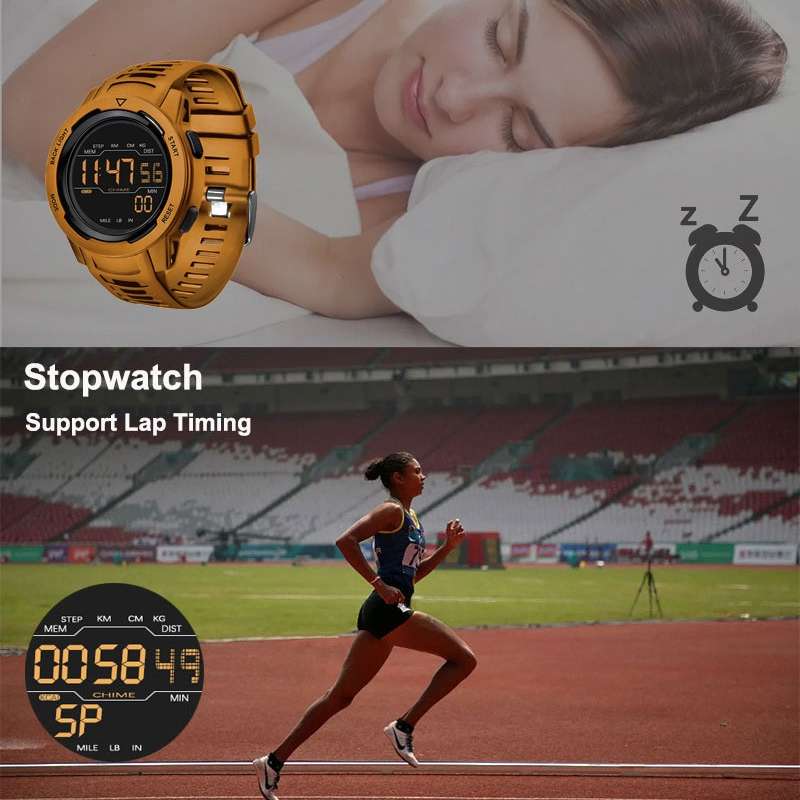 SPOVAN P100 LED Luminous Pedometer Multifunctional Sports Electronic Watch(Black)