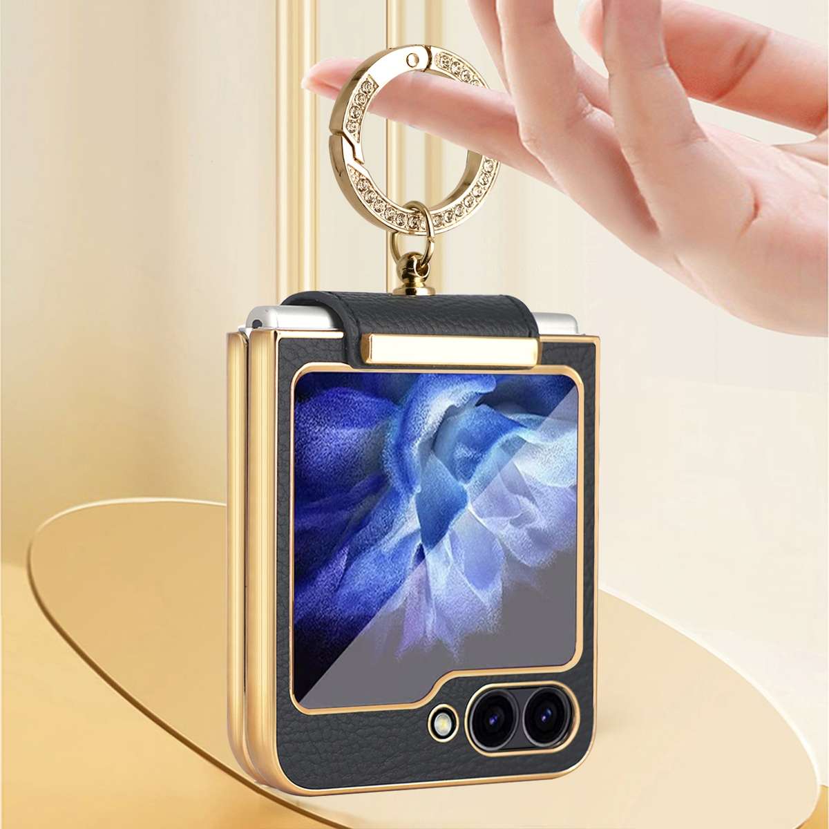 For Samsung Galaxy Z Flip7 FE / Flip6 Colorful PU Phone Case with Ring Holder(Red)