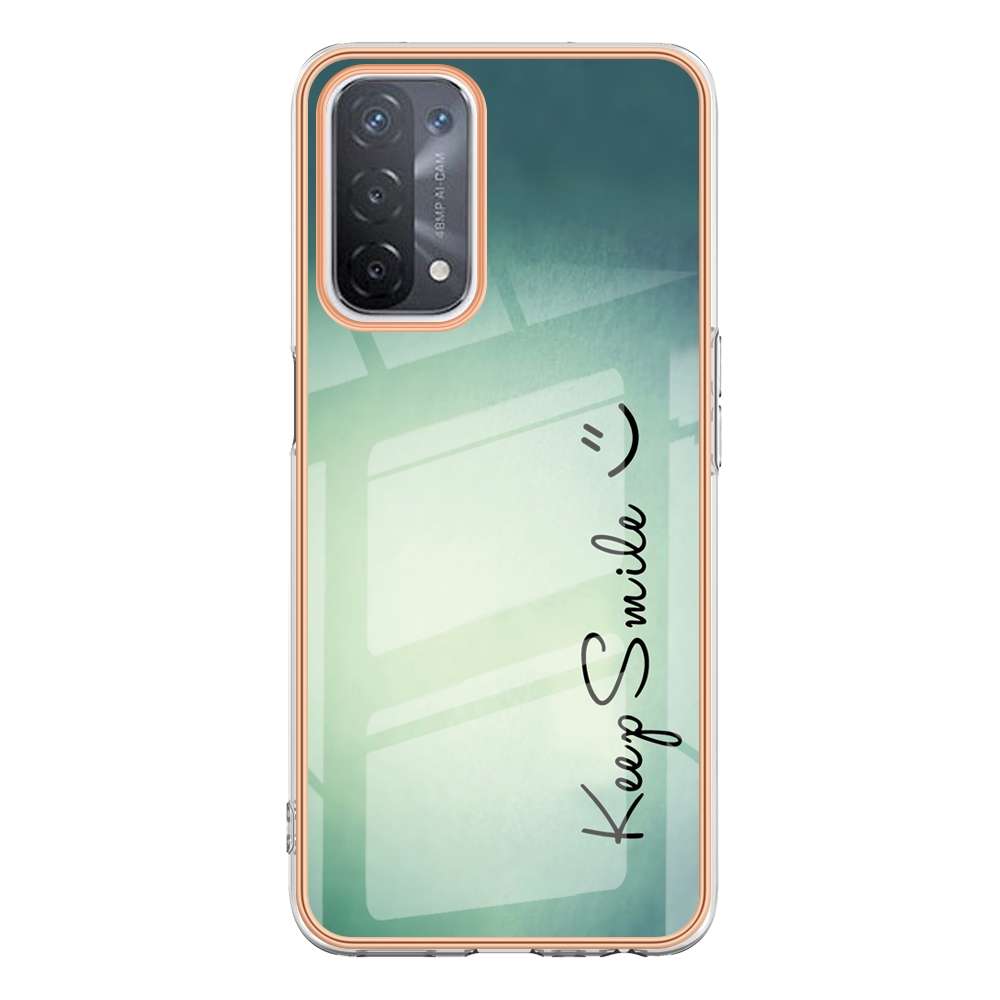 For OPPO A74 / A93 5G / A54 5G / A93s 5G Electroplating Marble Dual-side IMD Phone Case(Smile)