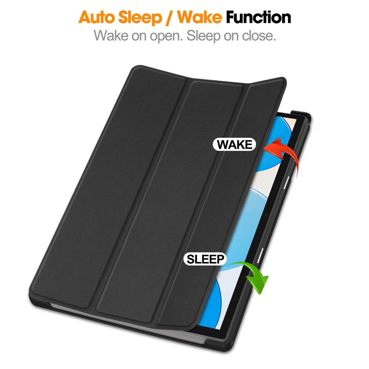 For Teclast M40 Pro 2023 Custer Pure Color 3-Fold Holder Leather Tablet Case(Black)
