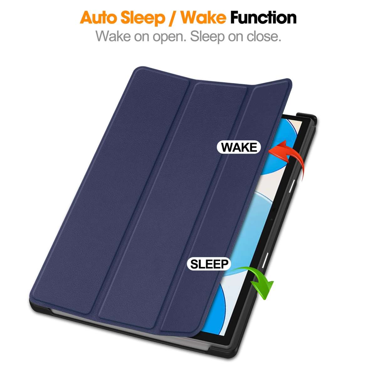 For Teclast M40 Pro 2023 Custer Pure Color 3-Fold Holder Leather Tablet Case(Dark Blue)
