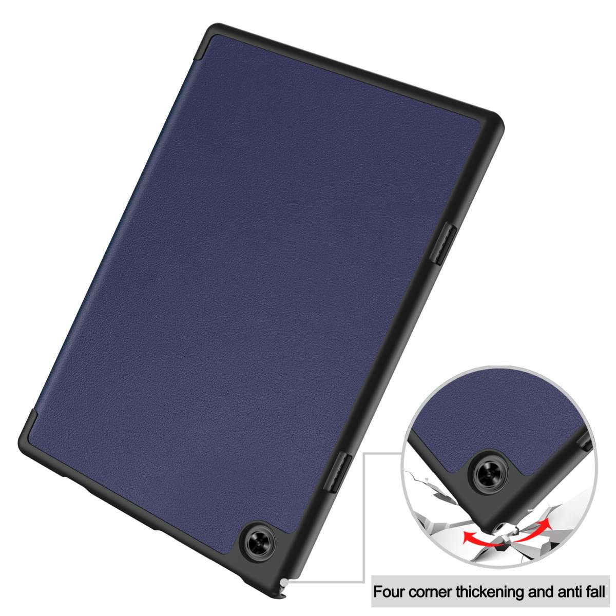 For Teclast M40 Pro 2023 Custer Pure Color 3-Fold Holder Leather Tablet Case(Dark Blue)