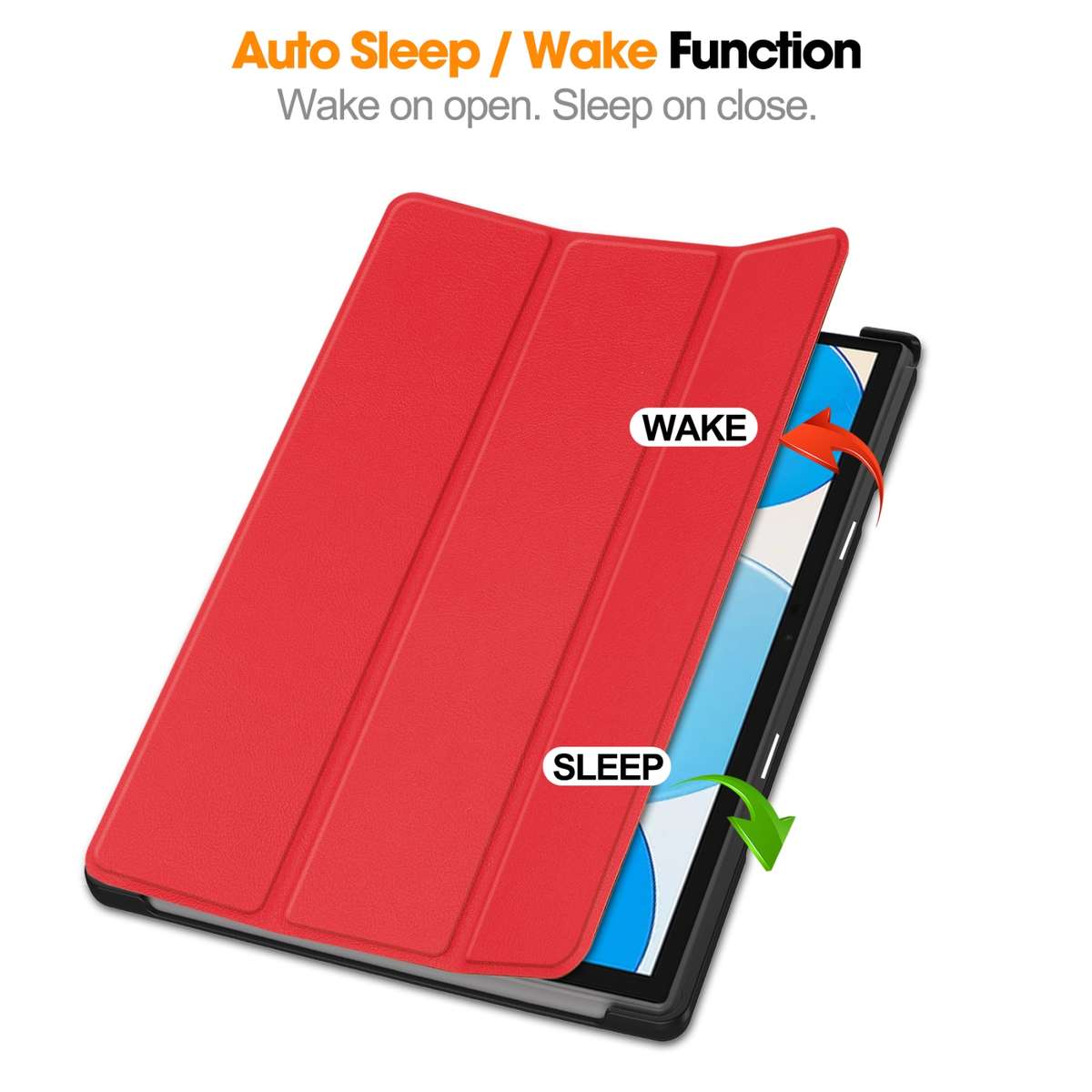 For Teclast M40 Pro 2023 Custer Pure Color 3-Fold Holder Leather Tablet Case(Red)