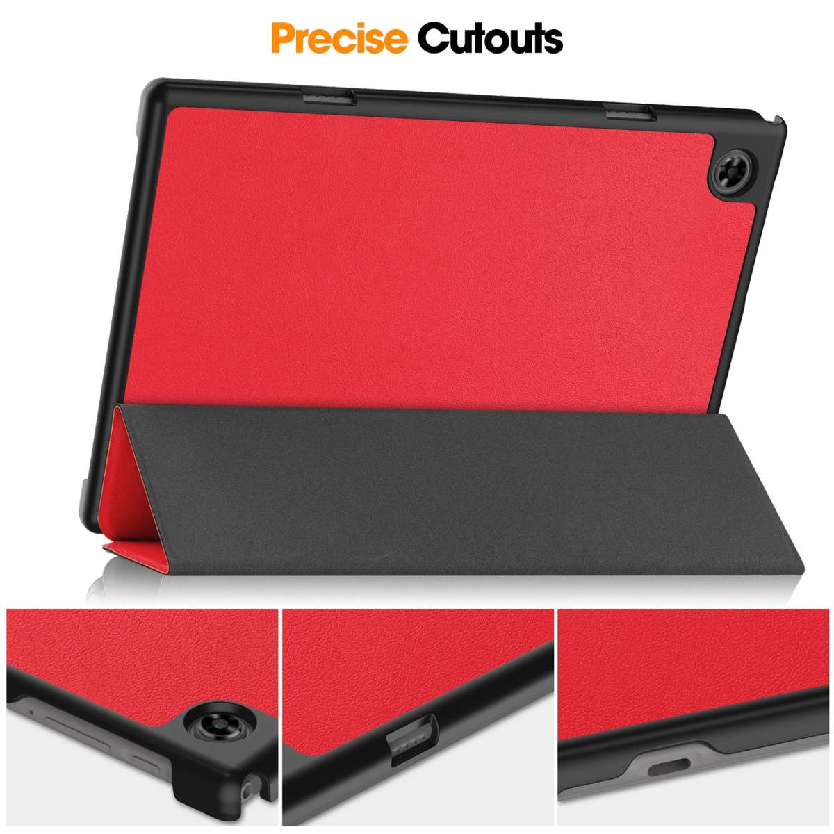 For Teclast M40 Pro 2023 Custer Pure Color 3-Fold Holder Leather Tablet Case(Red)