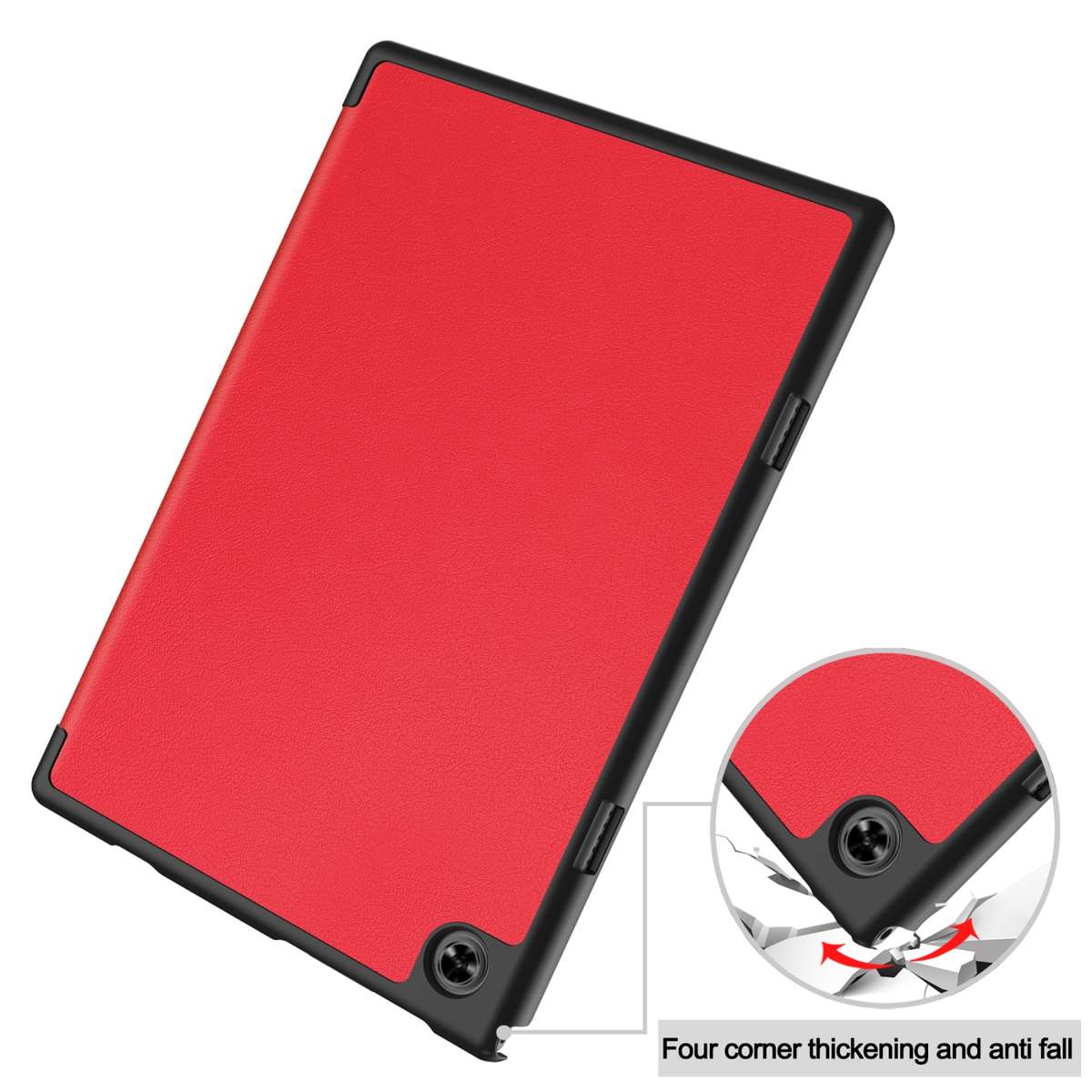 For Teclast M40 Pro 2023 Custer Pure Color 3-Fold Holder Leather Tablet Case(Red)