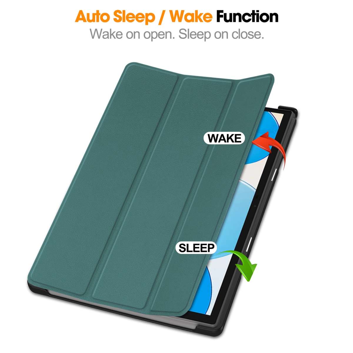 For Teclast M40 Pro 2023 Custer Pure Color 3-Fold Holder Leather Tablet Case(Dark Green)
