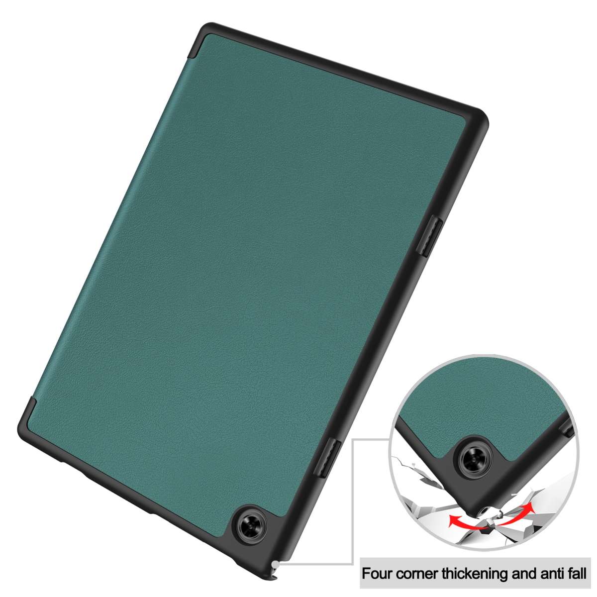 For Teclast M40 Pro 2023 Custer Pure Color 3-Fold Holder Leather Tablet Case(Dark Green)