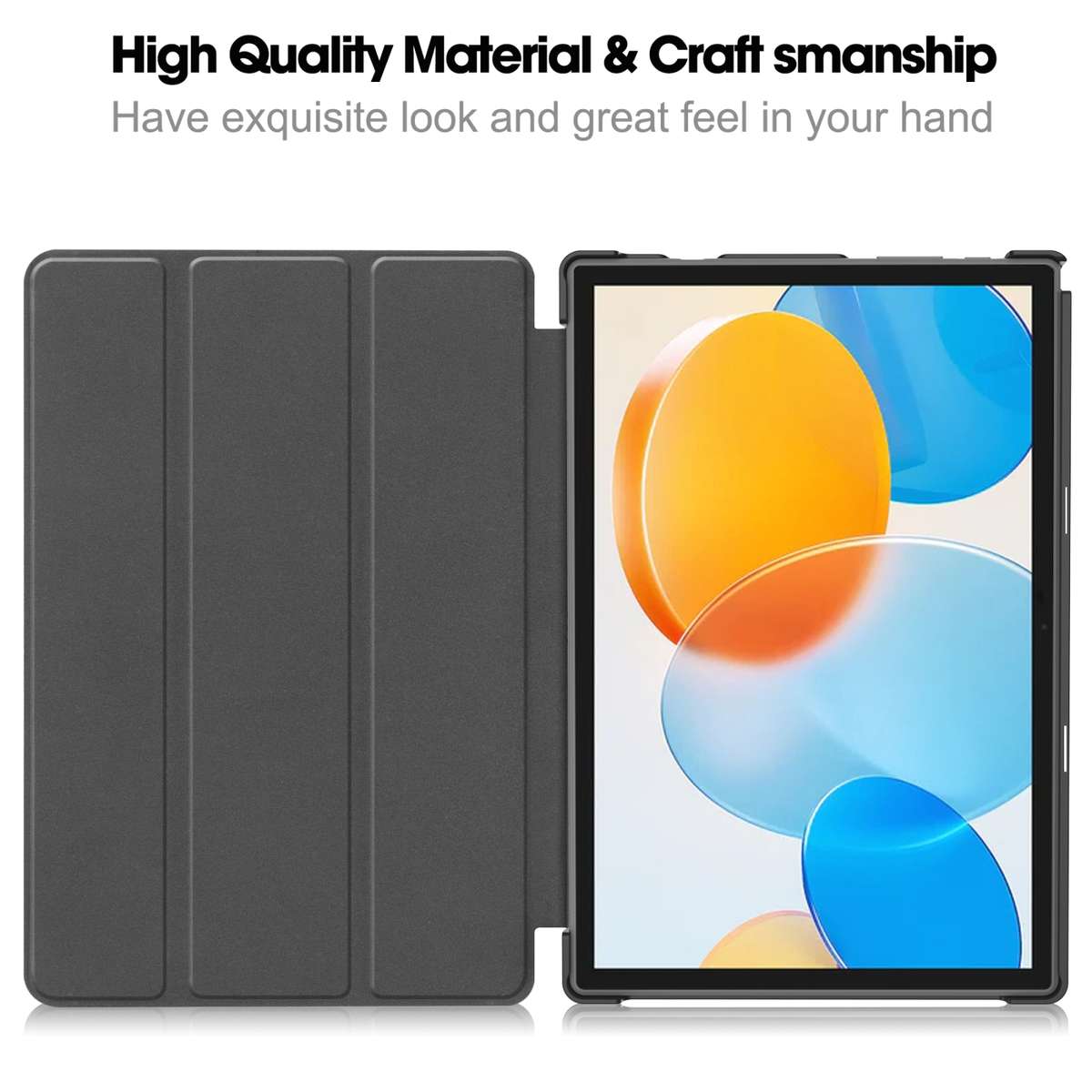 For Teclast M40 Pro 2023 Custer Pure Color 3-Fold Holder Leather Tablet Case(Grey)