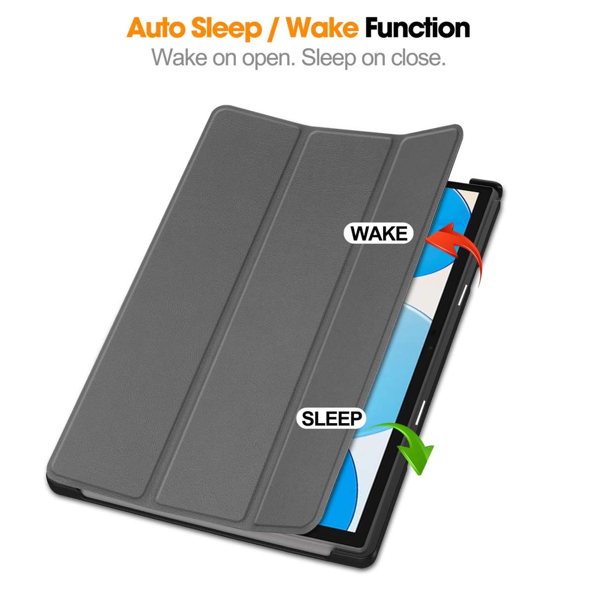 For Teclast M40 Pro 2023 Custer Pure Color 3-Fold Holder Leather Tablet Case(Grey)