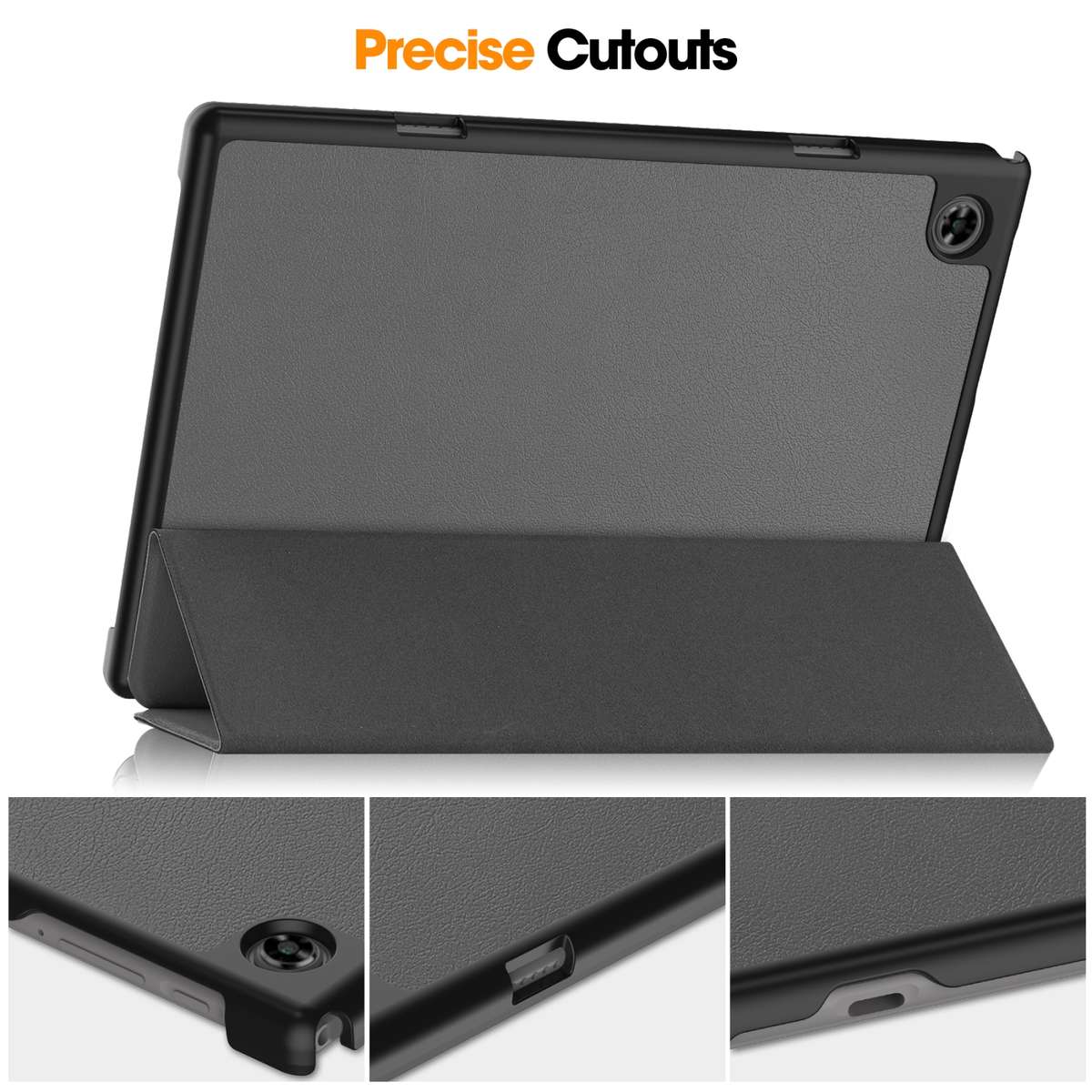 For Teclast M40 Pro 2023 Custer Pure Color 3-Fold Holder Leather Tablet Case(Grey)