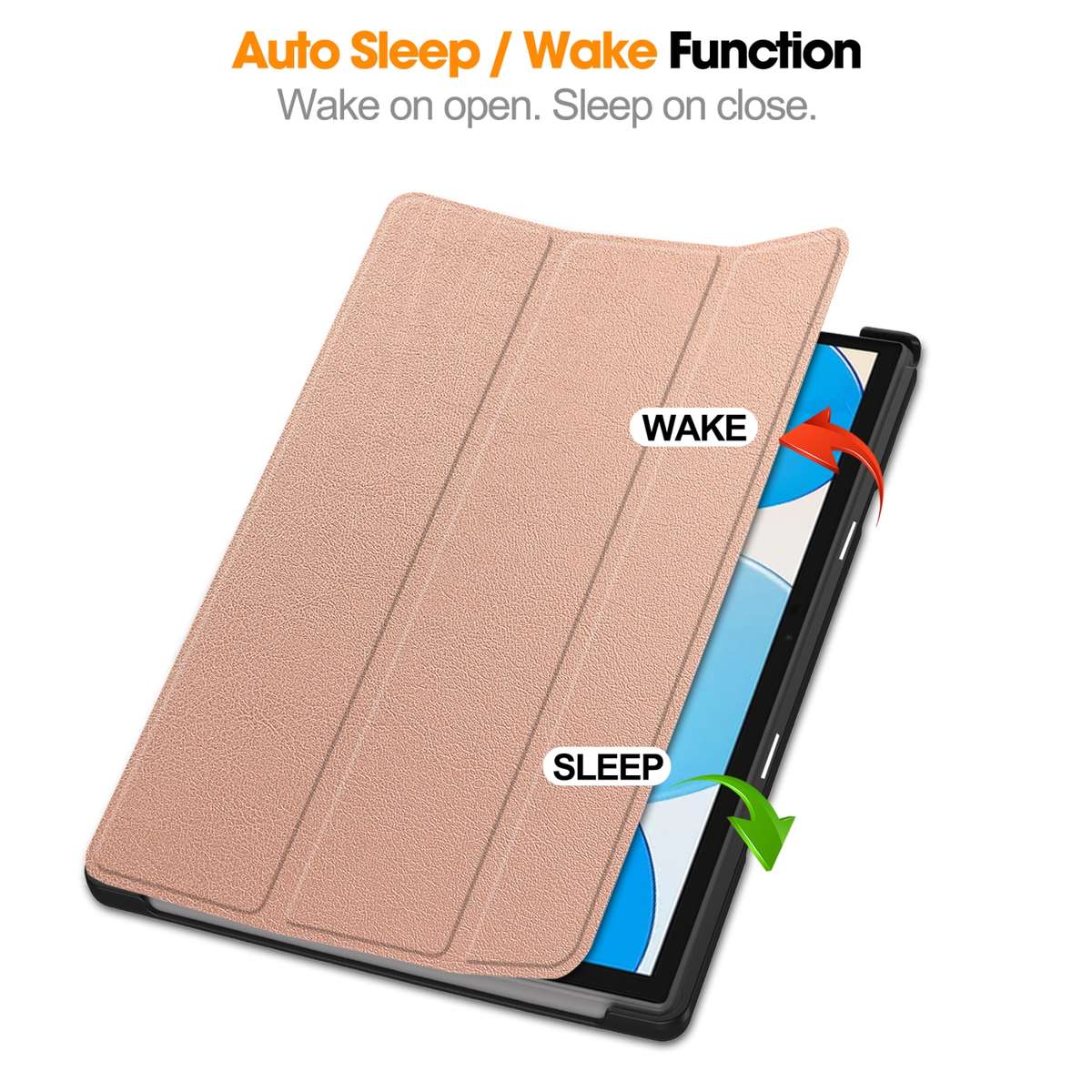 For Teclast M40 Pro 2023 Custer Pure Color 3-Fold Holder Leather Tablet Case(Rose Gold)