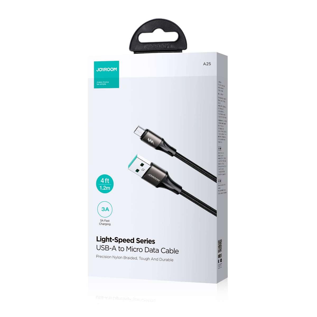 JOYROOM SA25-AM3 3A USB to Micro USB Fast Charge Data Cable, Length:1.2m(Black)