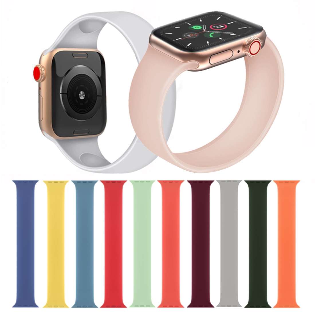 For Apple Watch Series 9&8&7 41mm / SE 3&SE 2&6&SE&5&4 40mm / 3&2&1 38mm Solid Color ... (Yellow)