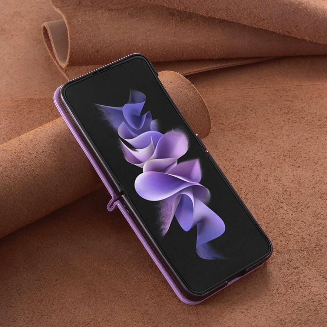 For Samsung Galaxy Z Flip4 Embossing Two Butterflies Leather Phone Case(Purple)