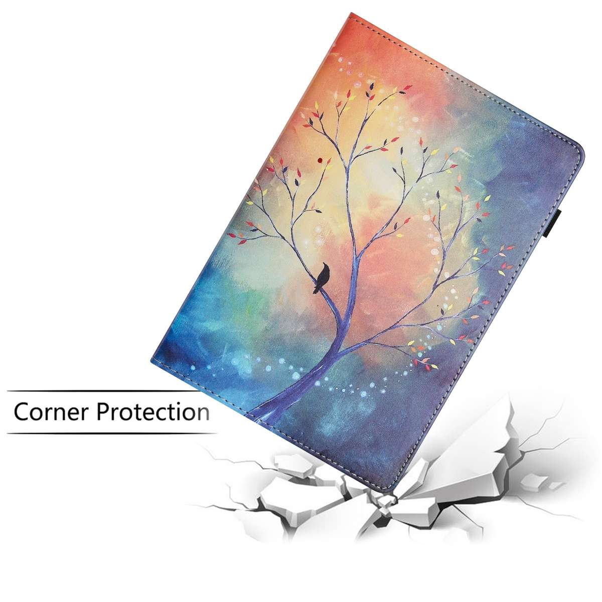 For iPad 10.5 2019 Sewing Litchi Texture Smart Leather Tablet Case(Oil Painting Tree)